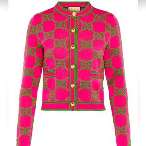 GUCCI GG Jacquard Cardigan - Pink